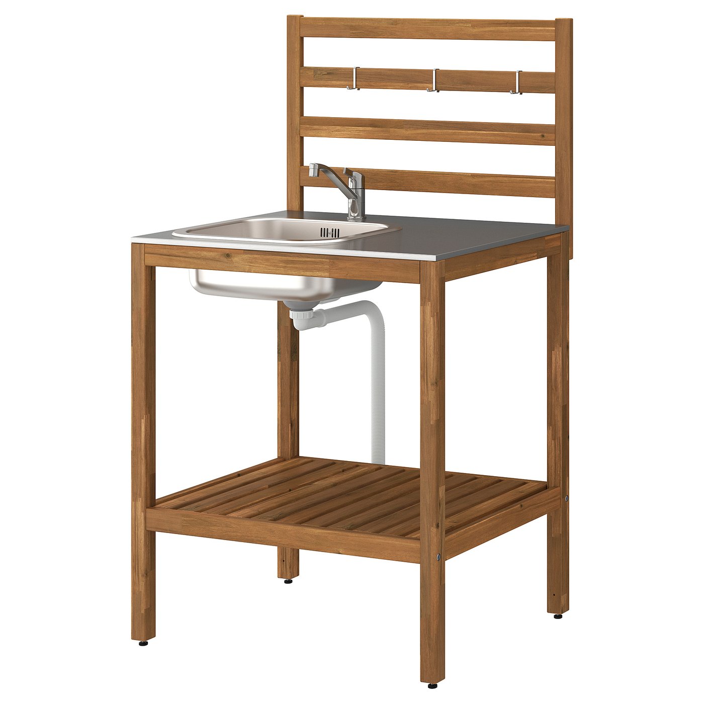 IKEA NÄMMARÖ Regalelement für Spüle hellbraun lasiert/Edelstahl für draußen