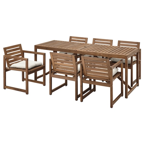 NÄMMARÖ Terrassengarnitur: Akazientisch, 6 Stühle.