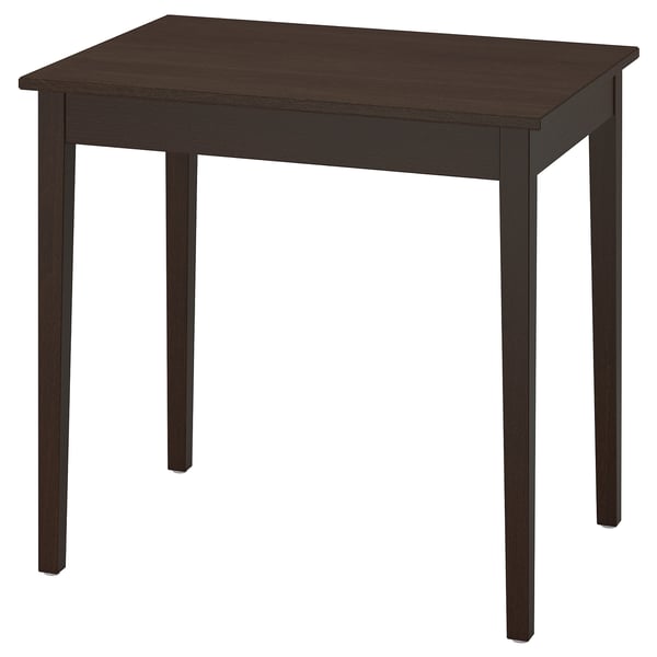 Ein rechteckiger Esstisch von IKEA NÄSINGE in Dunkelbraun. Gefertigt aus Holzfurnier mit robusten Beinen, vereint es rustikalen Charme mit modernem Design.