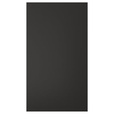 Eine schwarze, rechteckige NICKEBO-Platte. Es besteht aus recyceltem Holz mit einer Kunststofffolienoberfläche und zeichnet sich durch ein schlankes und modernes Design aus.