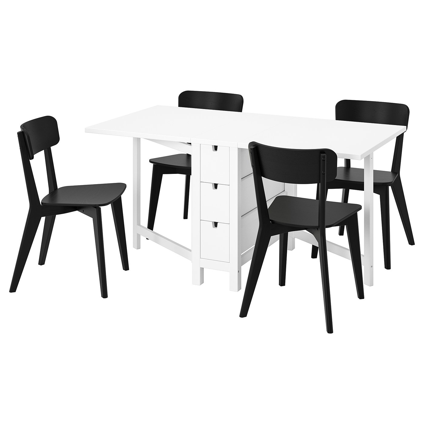 NORDEN / LISABO Tisch und 4 Stühle - weiß/schwarz - IKEA Deutschland
