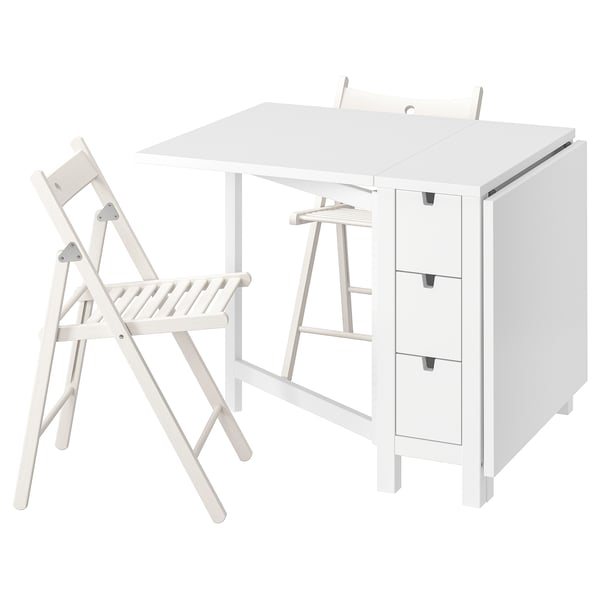 NORDEN / TERJE Tisch und 2 Klappstühle, weiß/weiß, 26/89/152 cm - IKEA