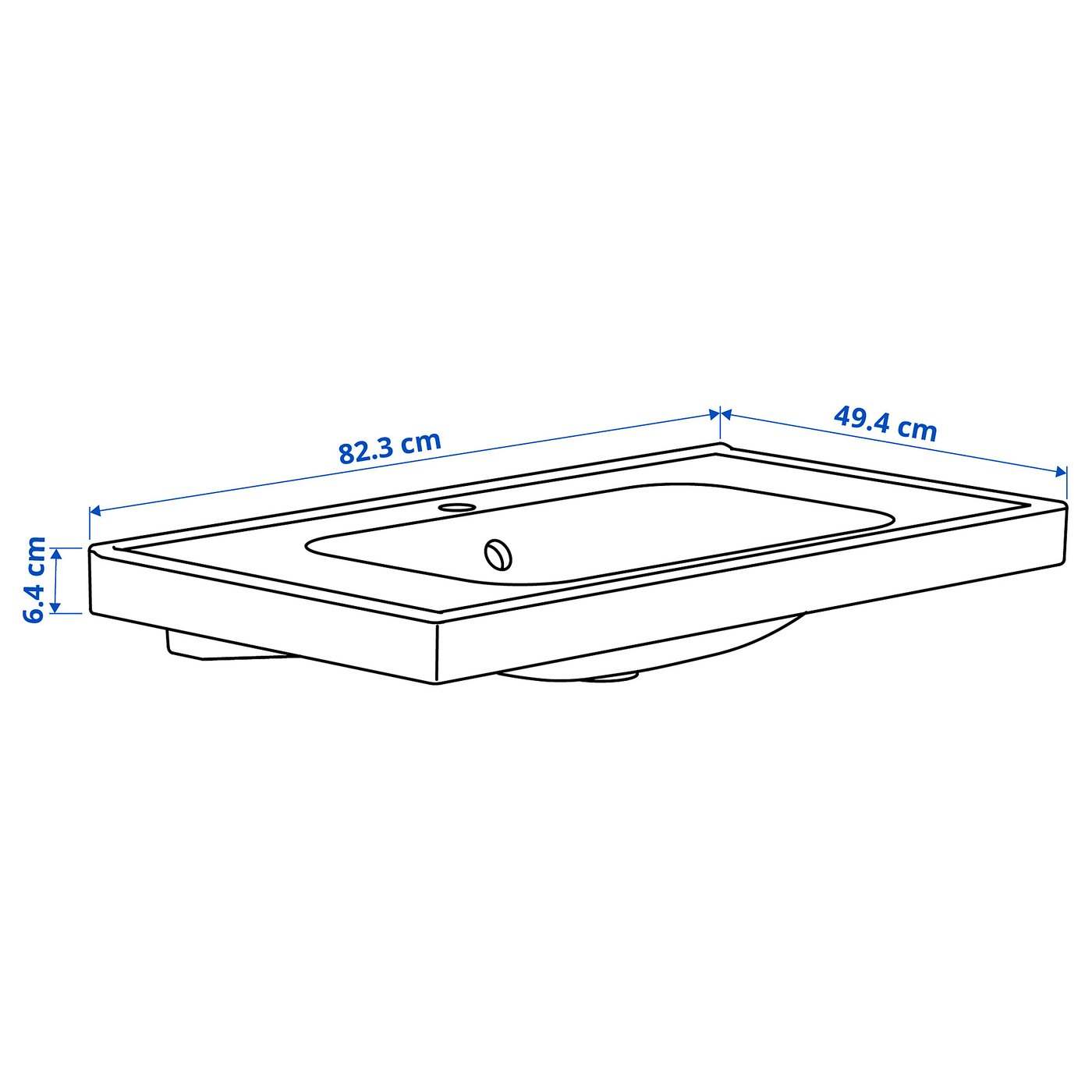 Thumbnail - IKEA ORRSJÖN Waschbecken mit Siphon weiß 82x49 cm