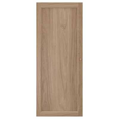 Eine OXBERG-Schranktür mit Holzverkleidung. Es hat eine quadratische Form mit minimalistischem Design, ideal für den Einbau in Billy-Bücherregale.