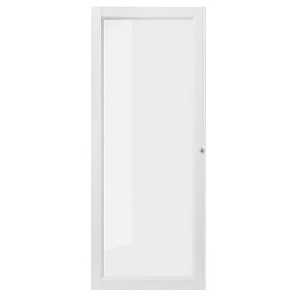 Eine weiße OXBERG-Vitrinentür mit modernem Design.