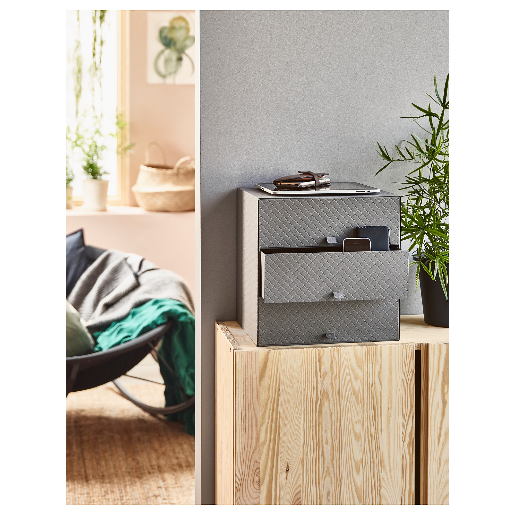 PALLRA Minikommode mit 3 Schubladen, dunkelgrau, 31x26x31 cm - IKEA