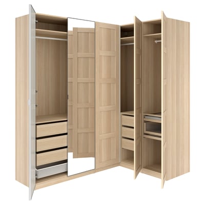 PAX / BERGSBO/ÅHEIM Eckkleiderschrank, Eicheneff wlas/Eichenfurnier, 211/161x236 cm