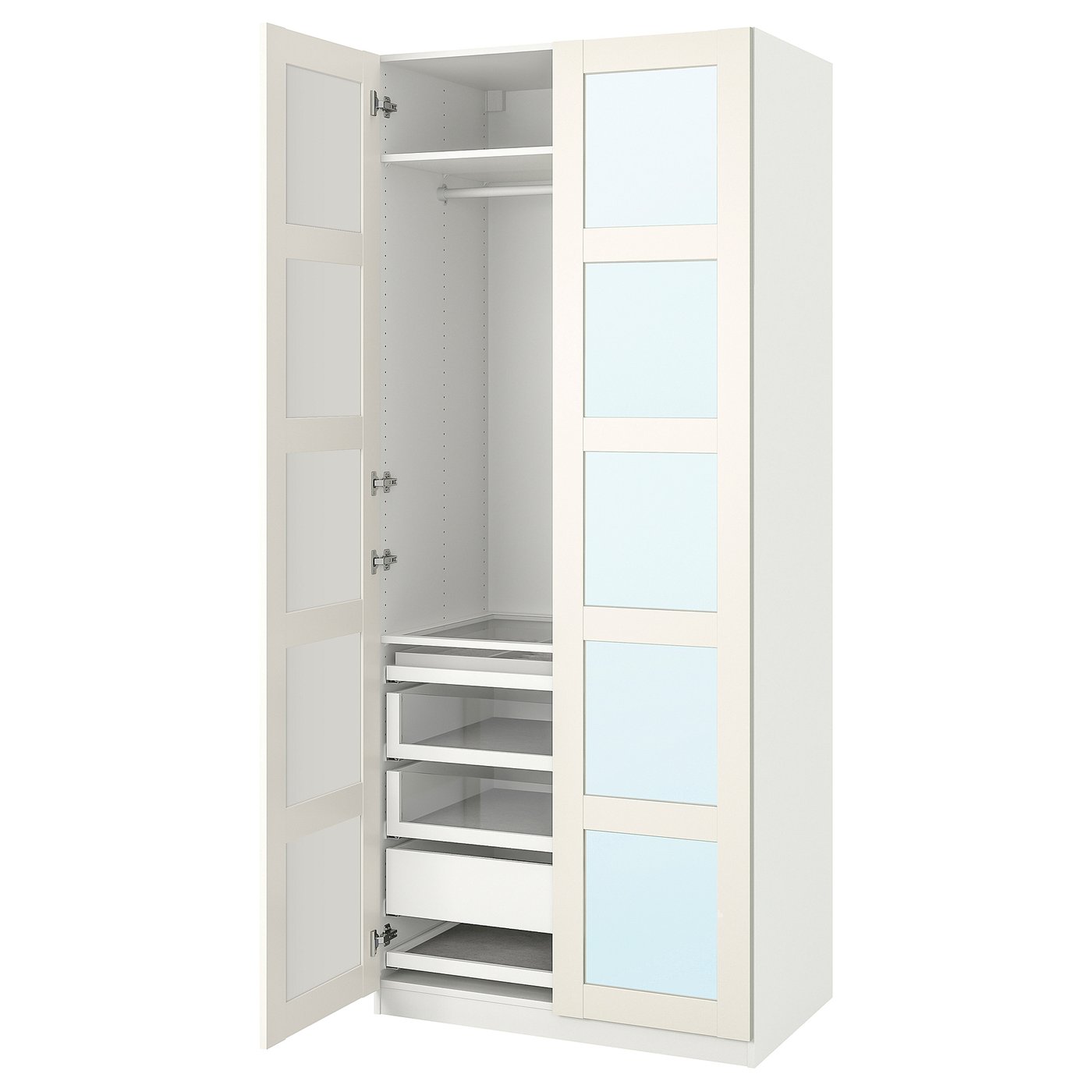 IKEA PAX / BERGSBO Schrankkombination weiß/Spiegelglas 100x60x236 cm