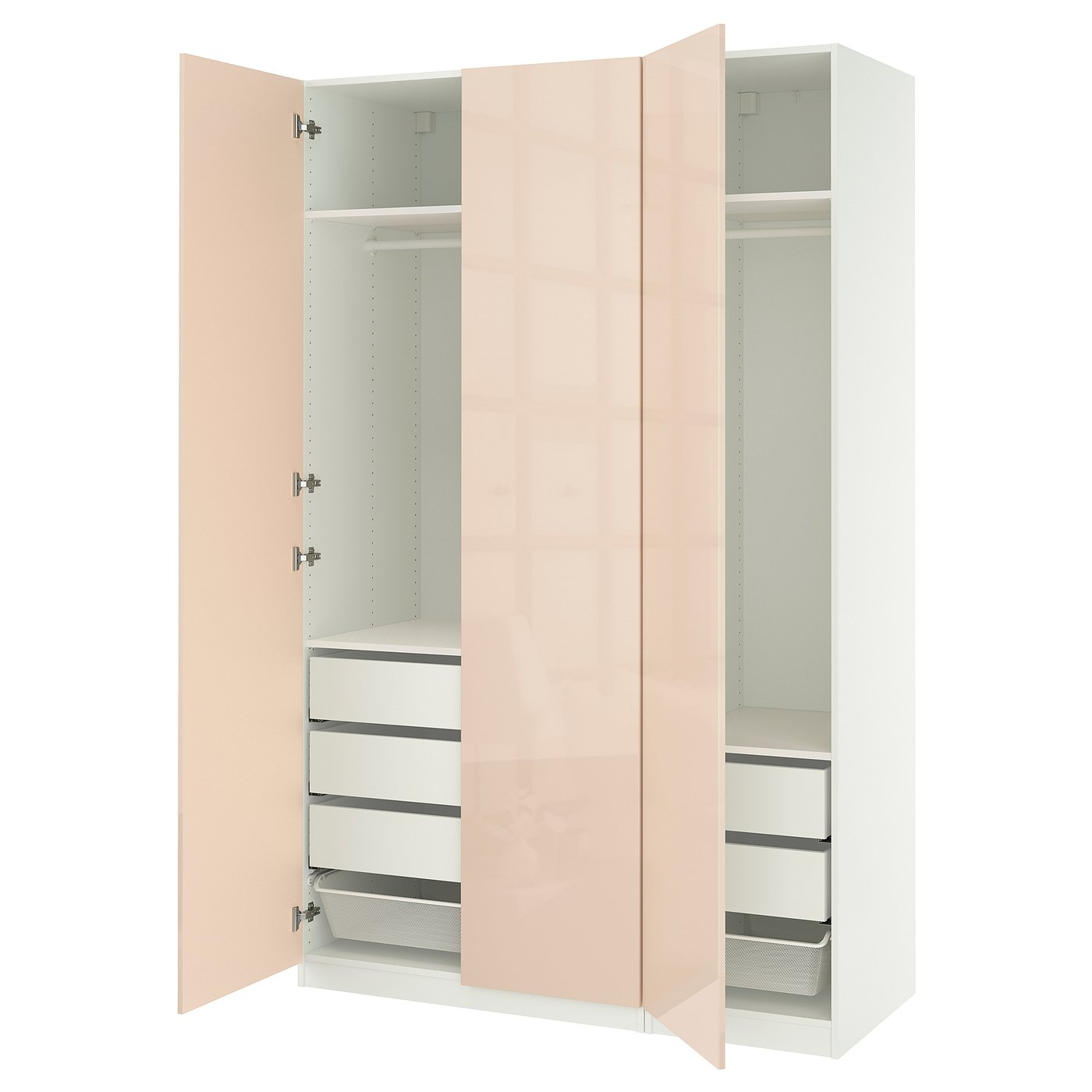 IKEA PAX / FARDAL Schrankkombination weiß/Hochglanz hellorange 150x60x236 cm