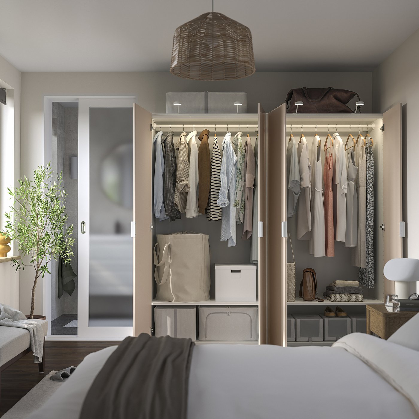 Thumbnail - IKEA PAX / FARDAL Schrankkombination weiß/Hochglanz hellorange 200x60x201 cm