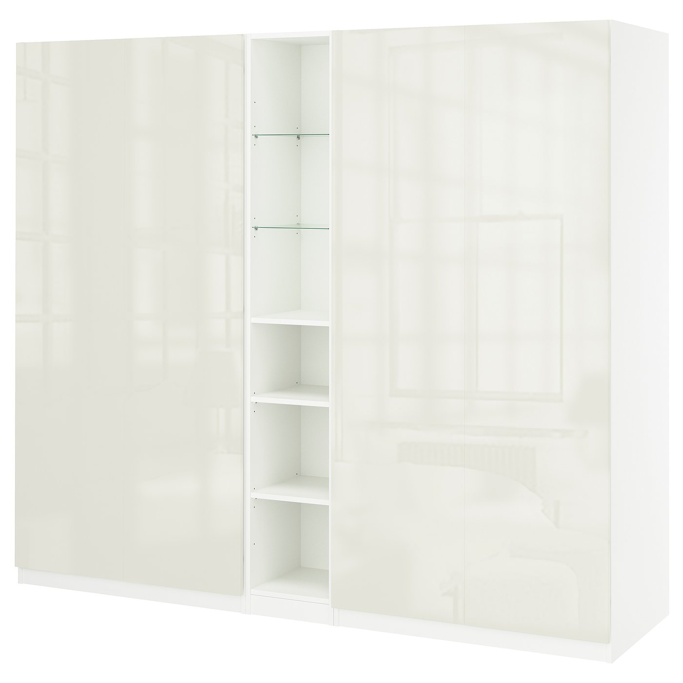 IKEA PAX / FARDAL Schrankkombination weiß Hochglanz/weiß weiß 235x60x201 cm