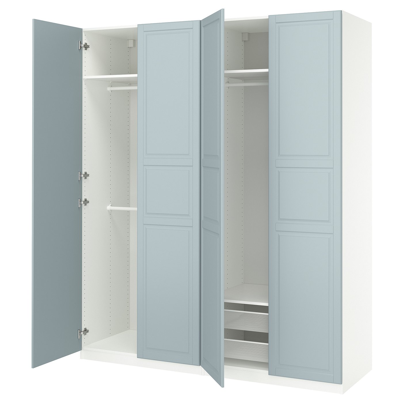 IKEA PAX / FJÄREHALS Schrankkombination weiß/hell graublau 200x60x236 cm