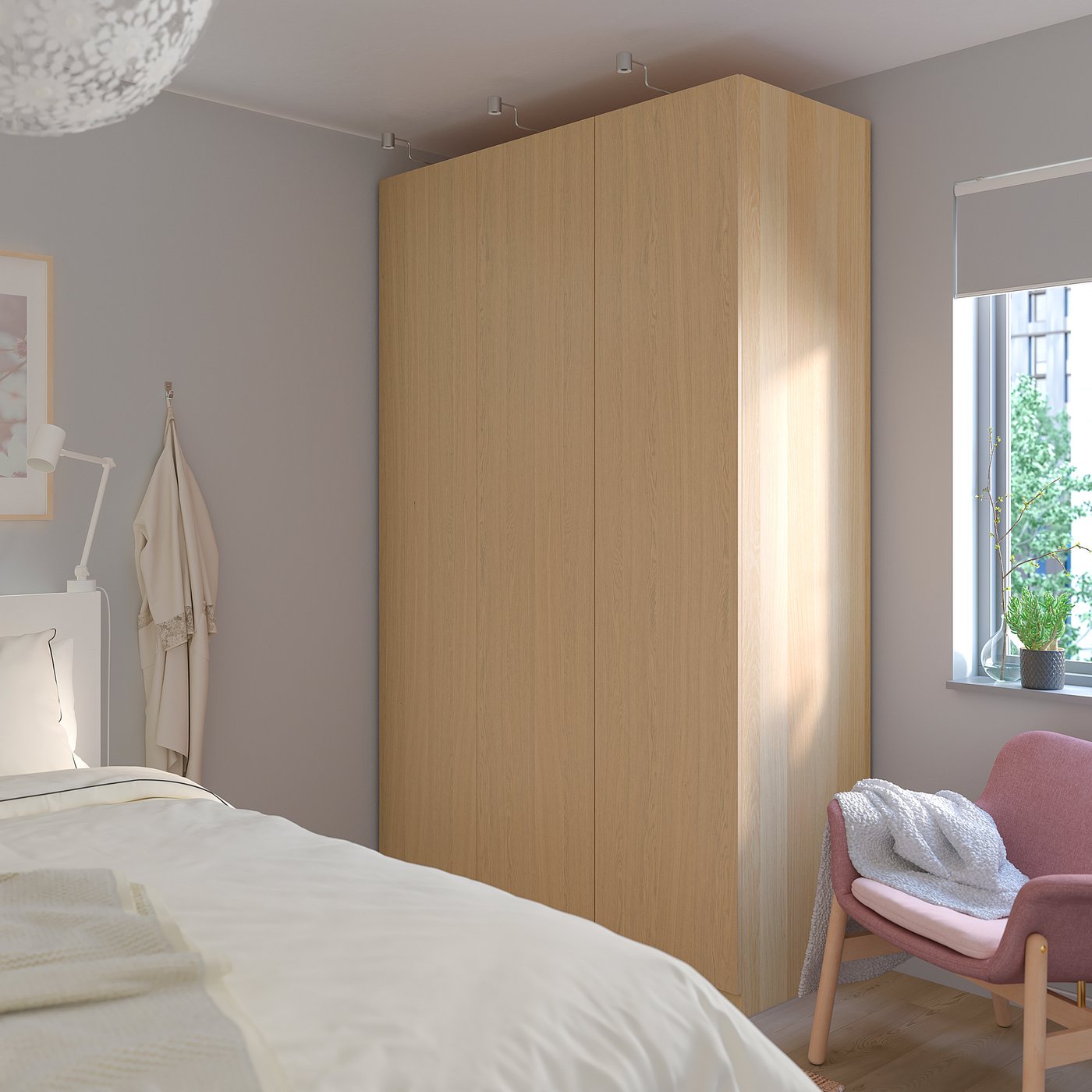 Thumbnail - IKEA PAX / FORSAND Kleiderschrank Eicheneff wlas/Eicheneff wlas 150x60x236 cm