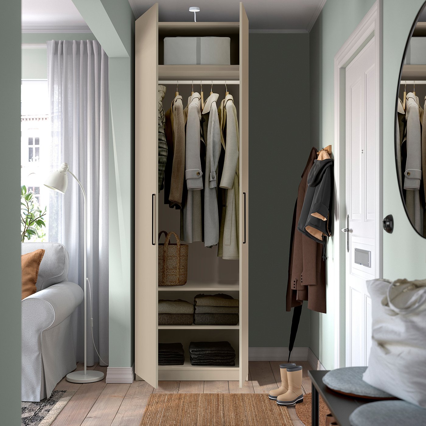 Thumbnail - IKEA PAX / FORSAND Schrankkombination graubeige/graubeige 75x60x236 cm