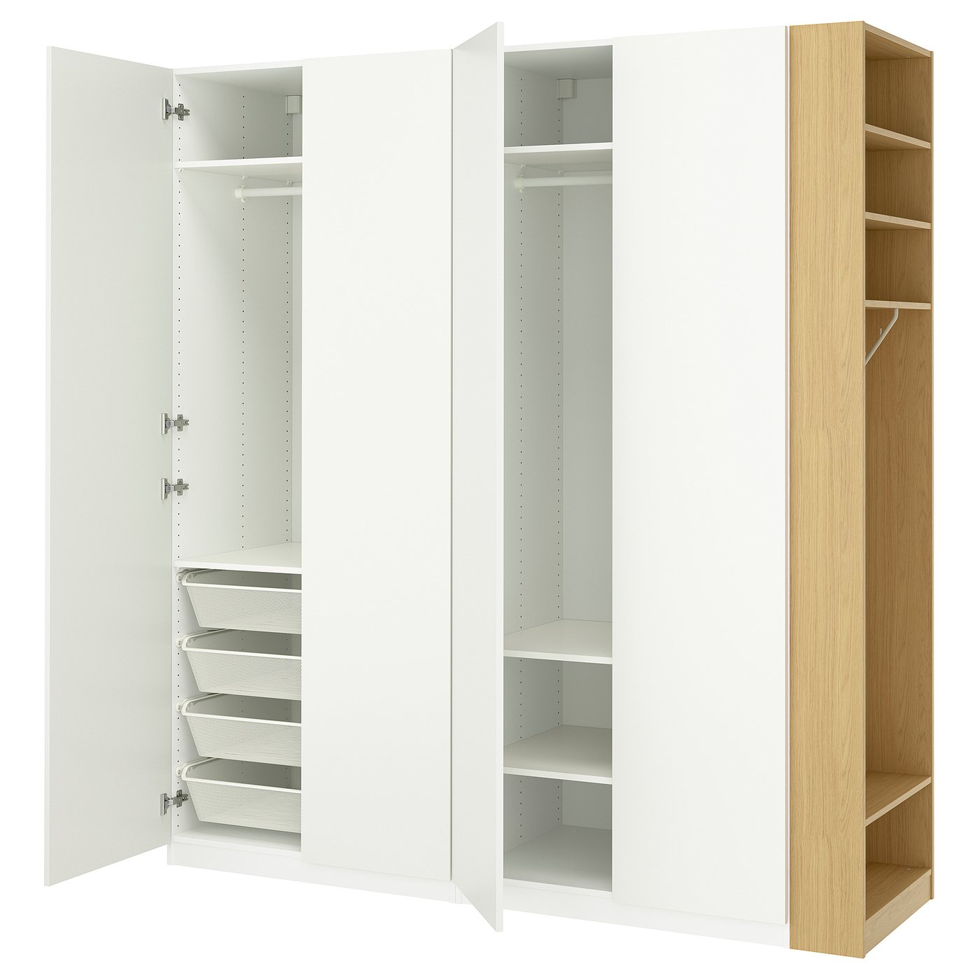 IKEA PAX / FORSAND Schrankkombination weiß weiß/Eichenachbildung 220x60x236 cm