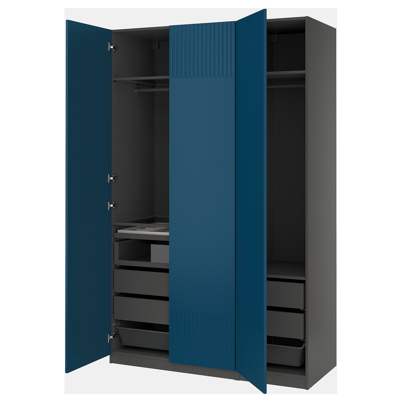 IKEA PAX / FYRUDDEN Schrankkombination dunkelgrau/blau 150x60x236 cm