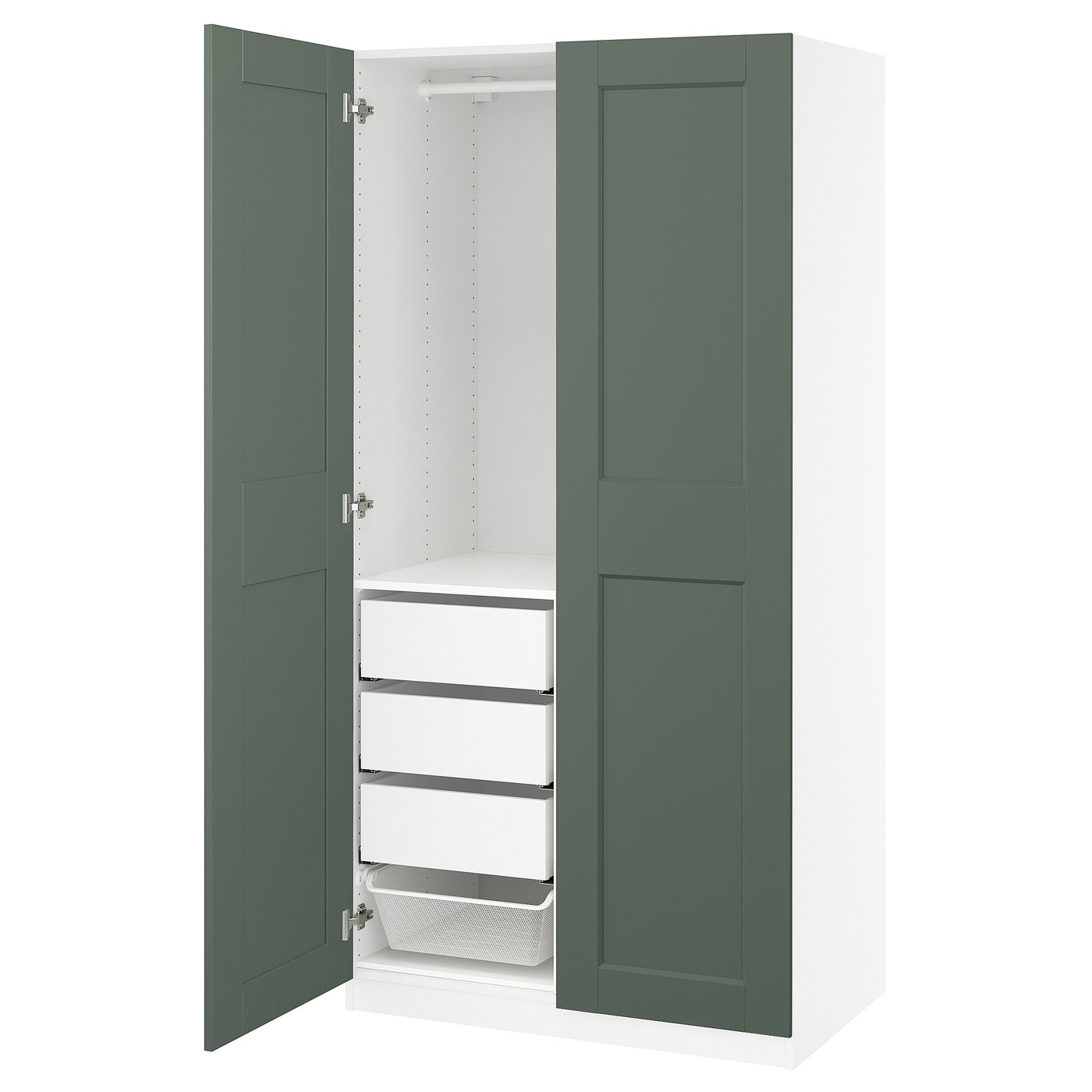 IKEA PAX / GRIMO Schrankkombination weiß/graugrün 100x60x201 cm