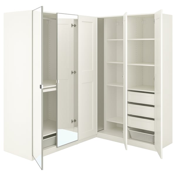PAX / GRIMO/VIKEDAL Eckkleiderschrank - weiß/Spiegelglas ...