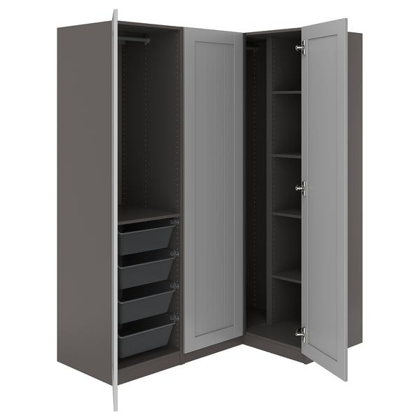 PAX / GULLABERG Eckkleiderschrank, dunkelgrau/grau, 161/111x201 cm
