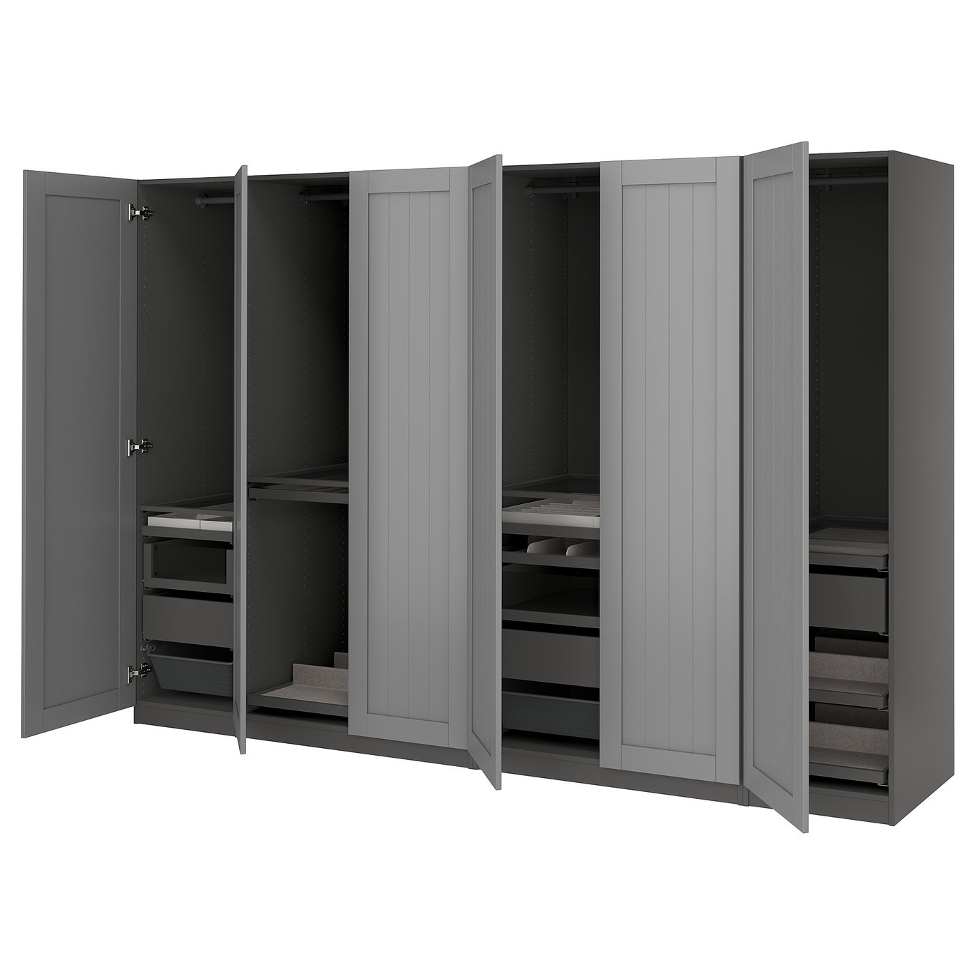 IKEA PAX / GULLABERG Schrankkombination dunkelgrau/grau 300x60x201 cm