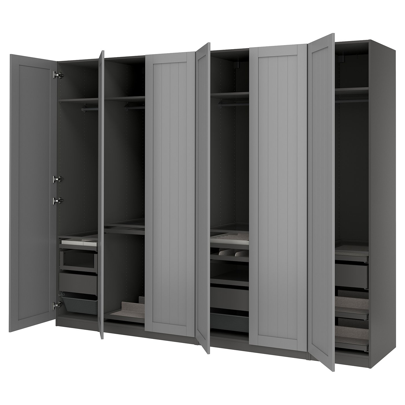 IKEA PAX / GULLABERG Schrankkombination dunkelgrau/grau 300x60x236 cm