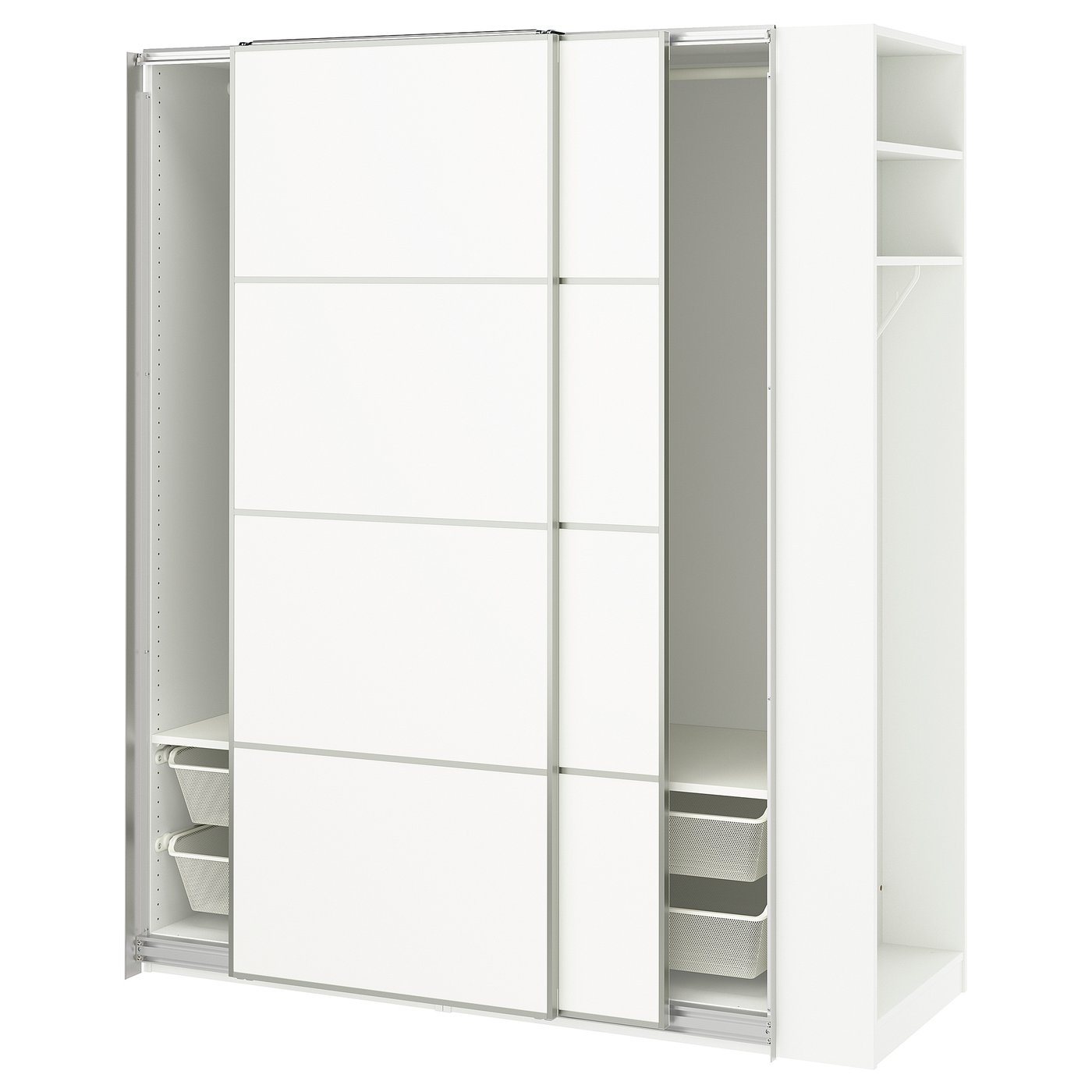 IKEA PAX / MEHAMN Kleiderschrank mit Schiebetüren weiß Aluminium/weiß weiß 170x66x201 cm