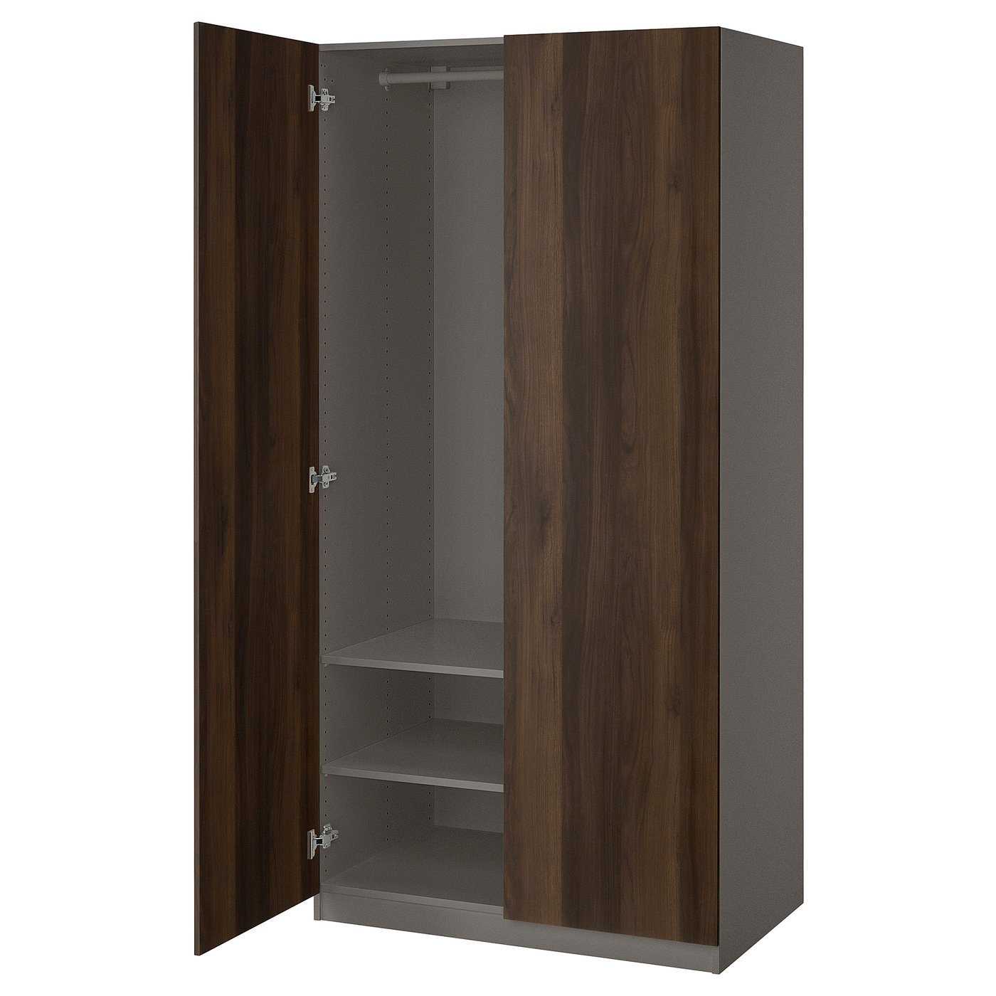 IKEA PAX / STORKLINTA Schrankkombination dunkelgrau/dunkelbraun gebeizter Eicheneffekt 100x60x201 cm