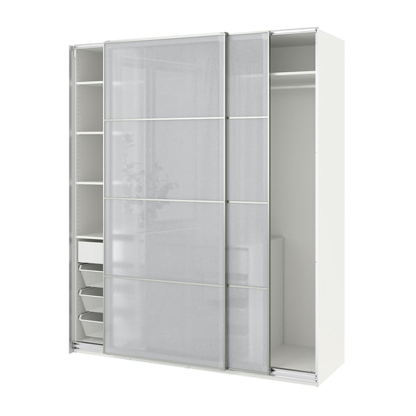 PAX / SVARTISDAL Kleiderschrank mit Schiebetüren - weiß/weiß Papiereffekt  200x66x236 cm