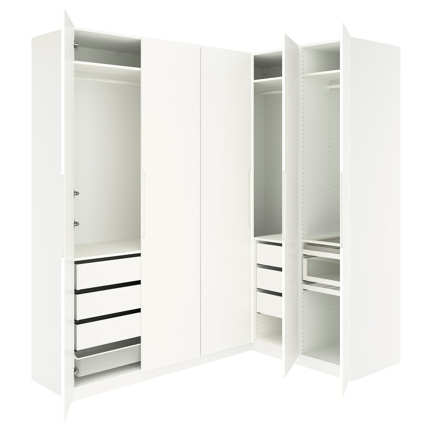 IKEA PAX / TONSTAD Eckkleiderschrank weiß/elfenbeinweiß 210/160x236 cm