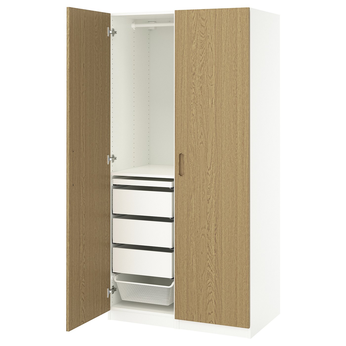IKEA PAX / TONSTAD Schrankkombination weiß/Eichenfurnier 100x60x201 cm