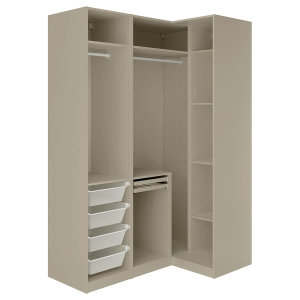 PAX / TYSSEDAL Eckkleiderschrank, graubeige/graubeige, 161/111x236 cm
