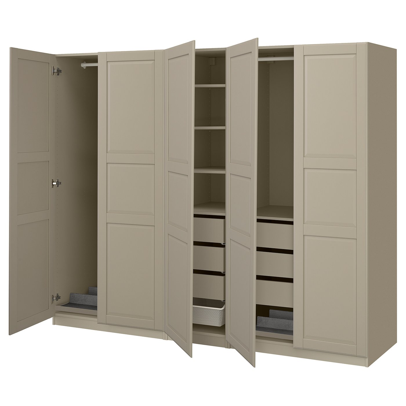 IKEA PAX / TYSSEDAL Schrankkombination graubeige/graubeige 250x58x201 cm
