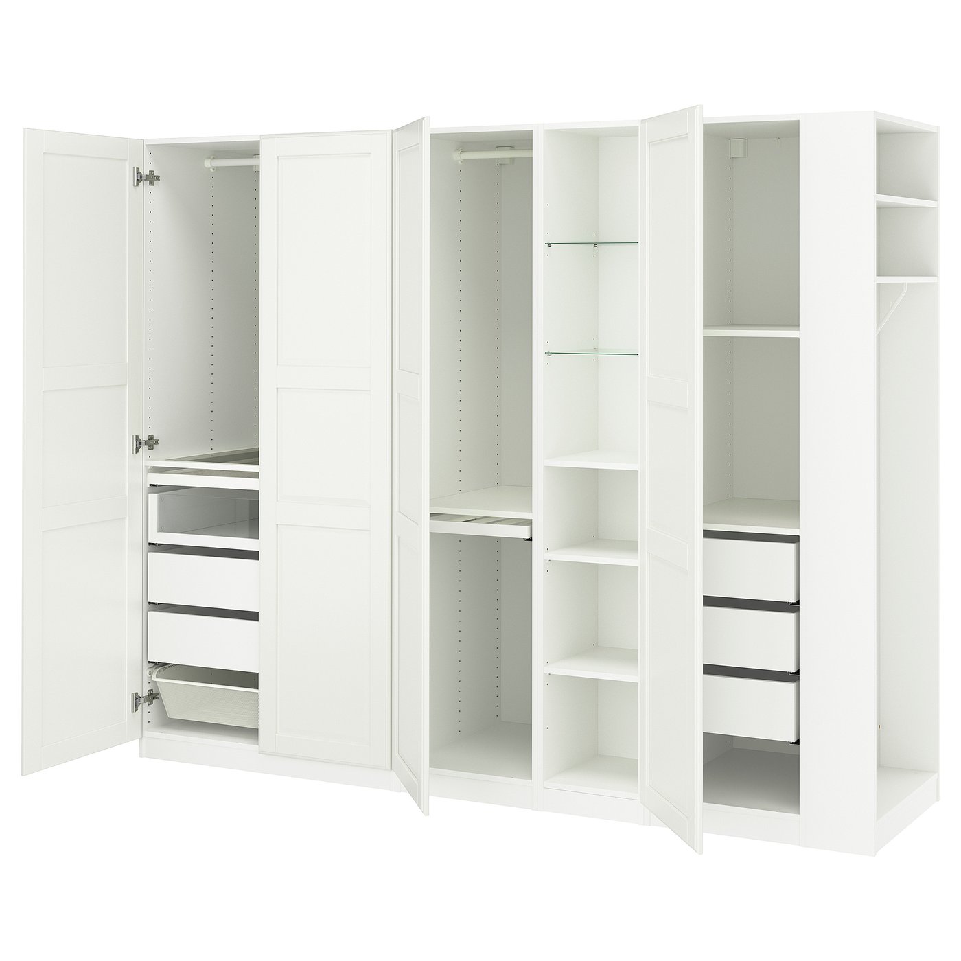 IKEA PAX / TYSSEDAL Schrankkombination weiß weiß/weiß 255x60x201 cm