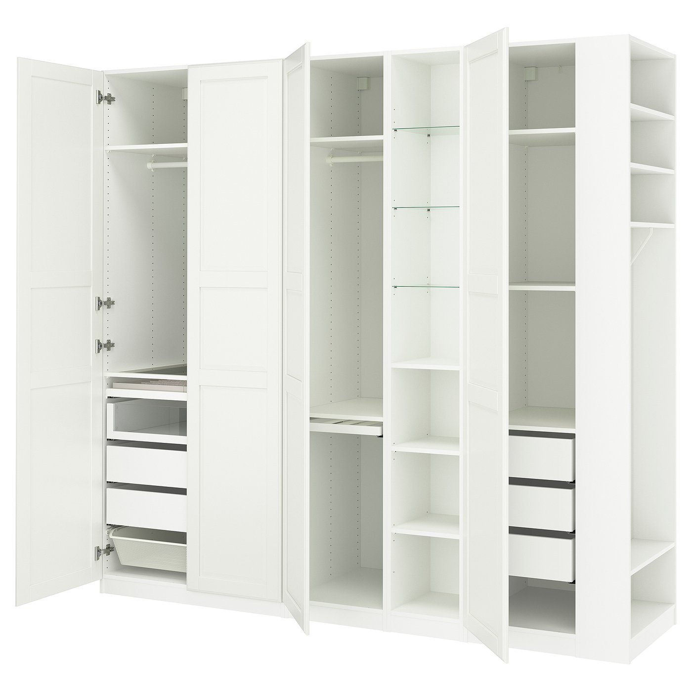 IKEA PAX / TYSSEDAL Schrankkombination weiß weiß/weiß 255x60x236 cm