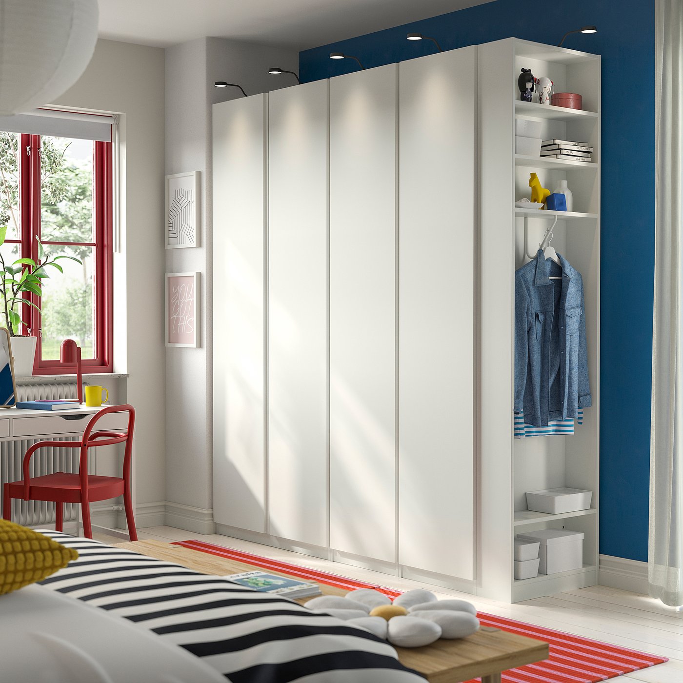 Thumbnail - IKEA PAX / VIKANES Schrankkombination weiß weiß/weiß 220x60x236 cm