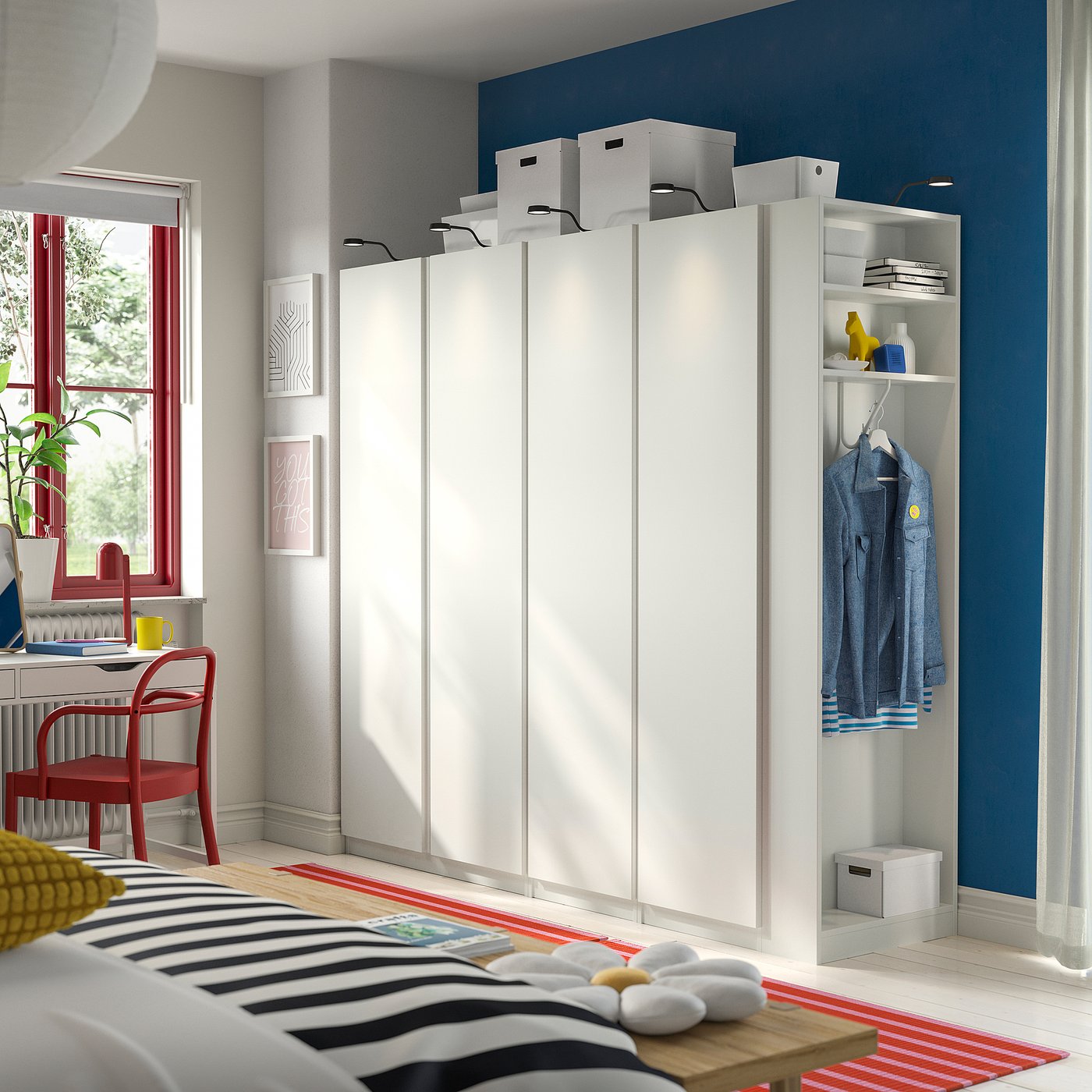 Thumbnail - IKEA PAX / VIKANES Schrankkombination weiß weiß/weiß 220x60x201 cm