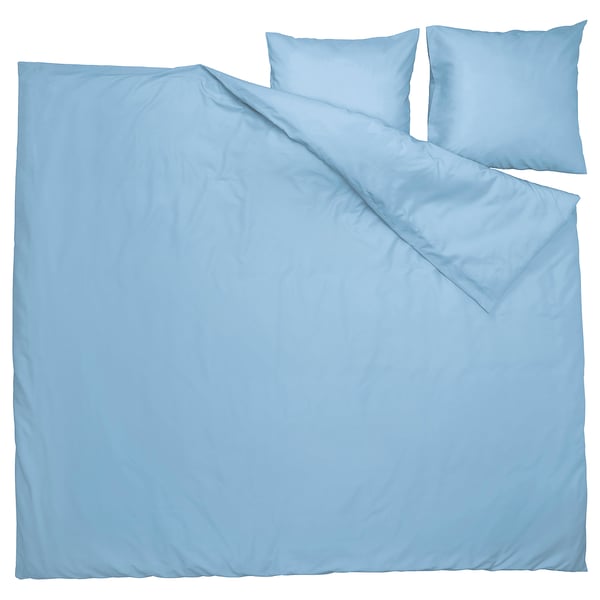 PILTANDVINGE Bettwäsche-Set, 3-teilig, hellblau, 240x220/80x80 cm