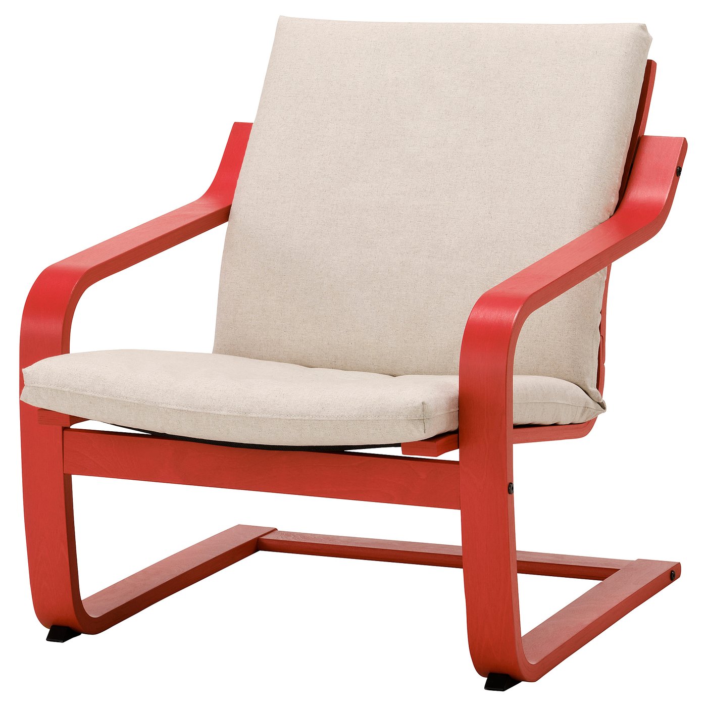 IKEA POÄNG Sessel mit niedriger Lehne rot/Katorp naturfarben/beige Katorp naturfarben/beige