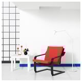 POÄNG Sessel mit niedriger Lehne, schwarzbraun/Vissle rot