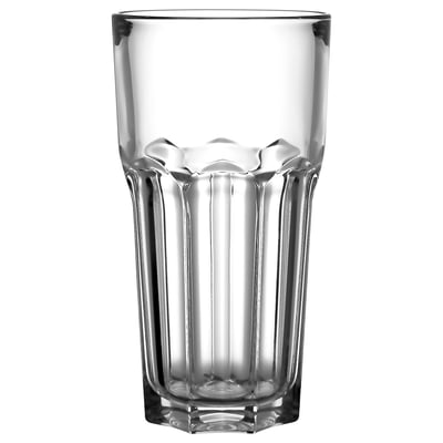 Becher aus klarem gehärtetem Glas POKAL, einzigartig geformt mit vertikalen Rillen.