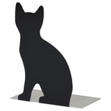 PORTVAKT Buchstütze, schwarze Katzenform, Aluminium, schlankes Design.