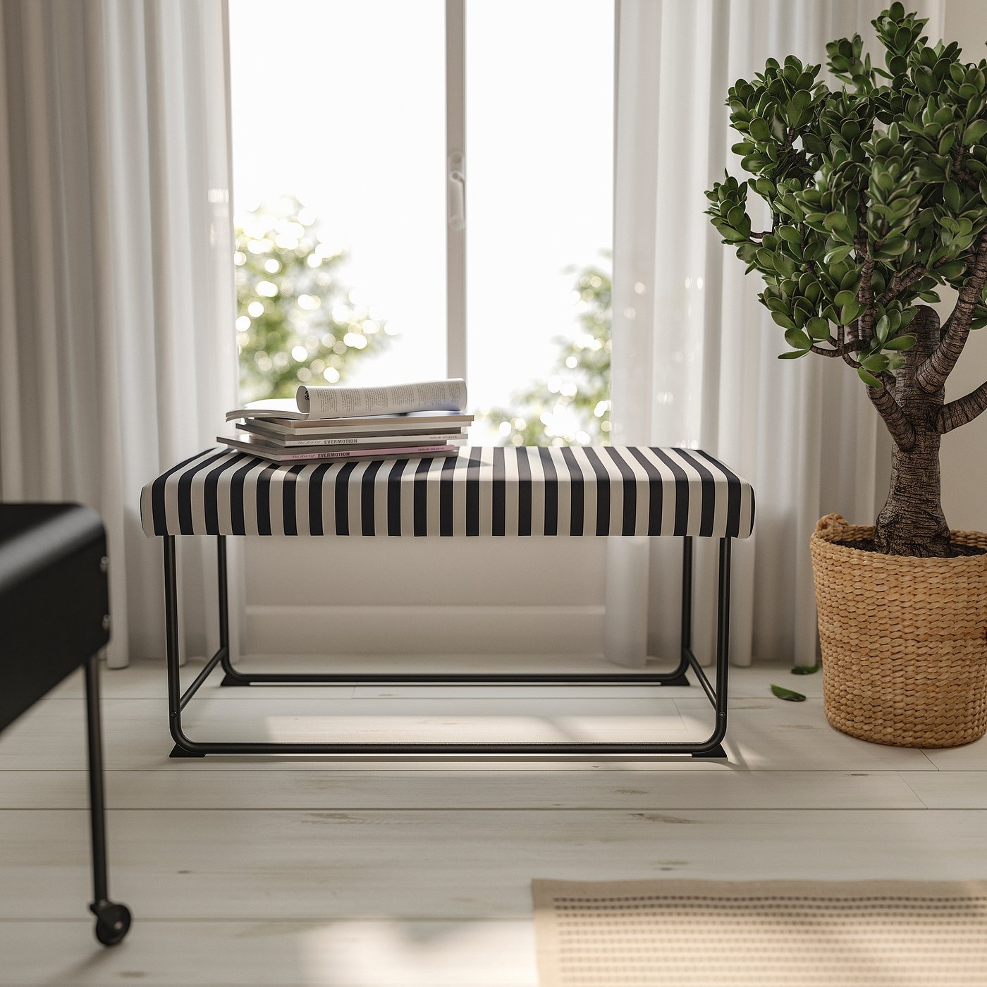 Thumbnail - IKEA RÄVSAL Beistelltisch mit Bank Gruddbo schwarz/weiß