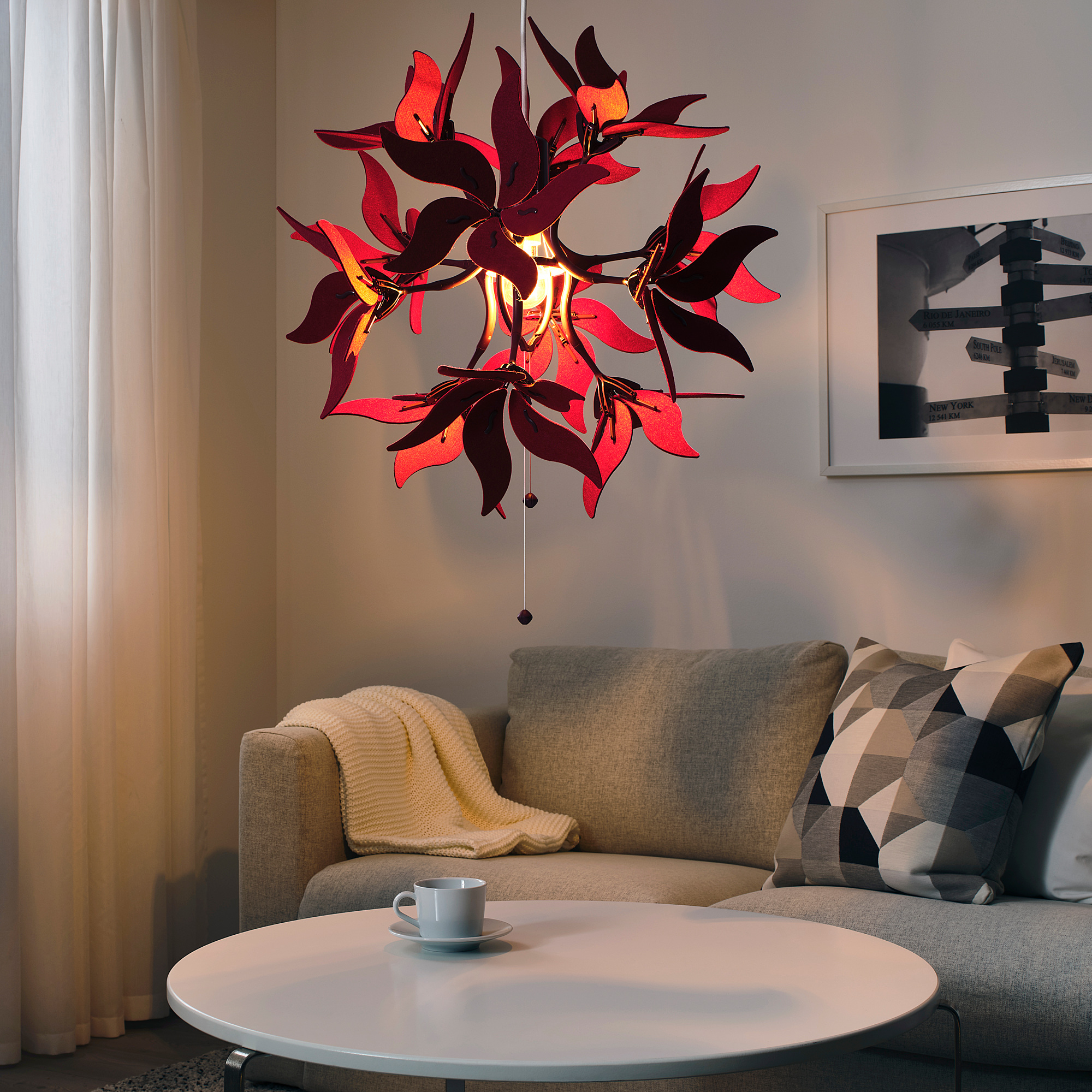 RAMSELE Hängeleuchte, Blume/dunkelrot, 43 cm - IKEA Deutschland