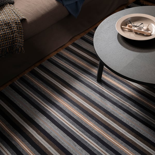 RÅVAROR Teppich flach gewebt, handgewebt schwarz/braun grau, 170x240 cm