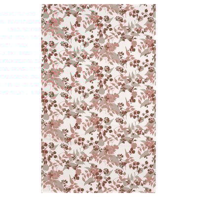 Tischdecke aus recyceltem Polyester mit Blumendruck, braun und beige, rechteckig mit kompliziertem Blatt- und Blumendesign.