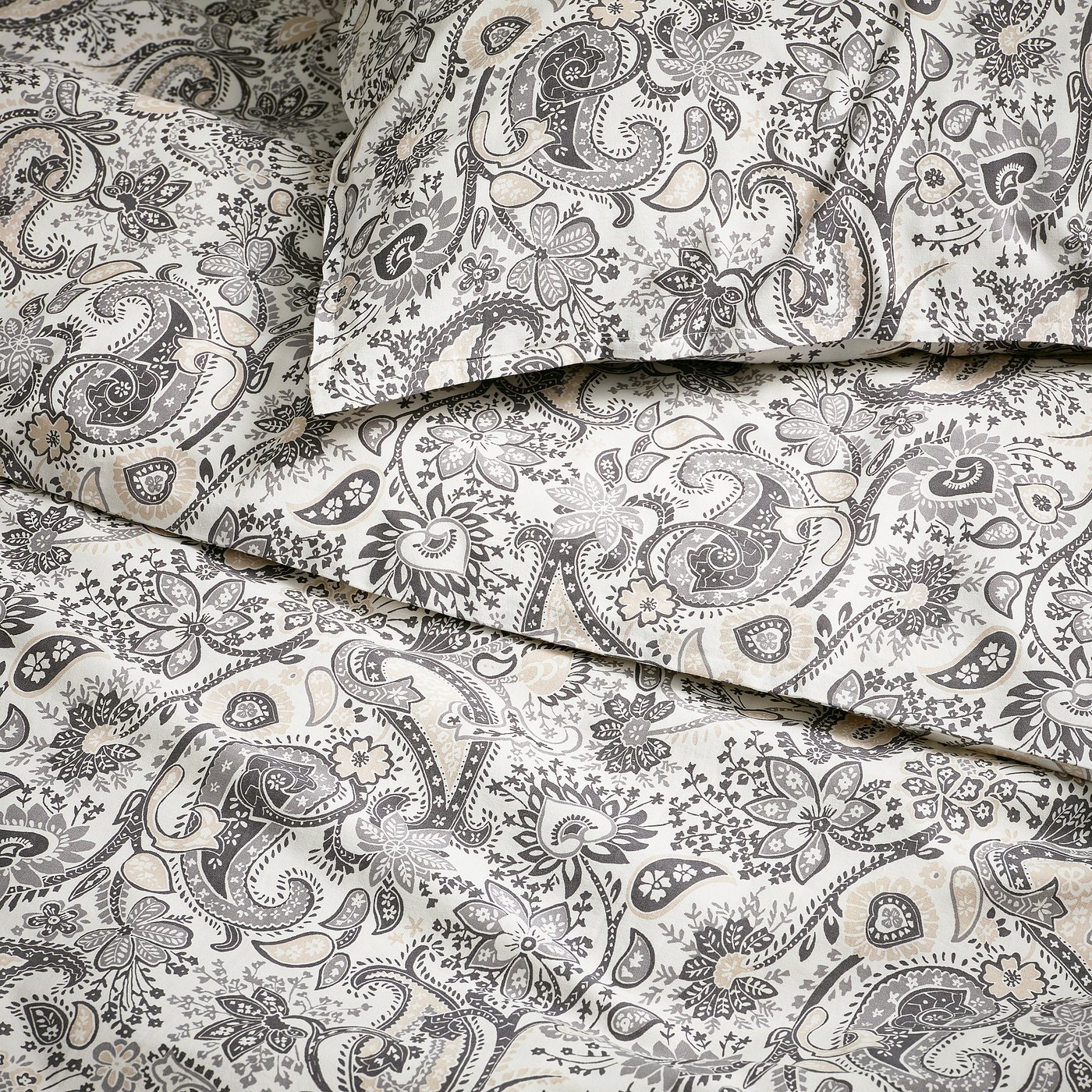 Thumbnail - IKEA RODGERSIA Bettwäsche-Set, 3-teilig grau/weiß 240x220/80x80 cm