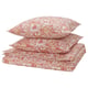 RODGERSIA Bettwäsche-Set: rotes und weißes Paisley, 4 Stück, quadratische Kissen, florales Muster.