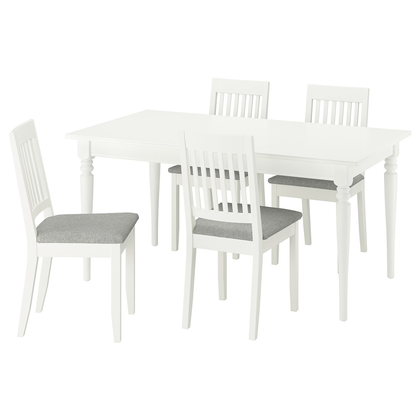 IKEA ROSENTORP / NÄSINGE Tisch und 4 Stühle weiß/Tibbleby beige/grau weiß