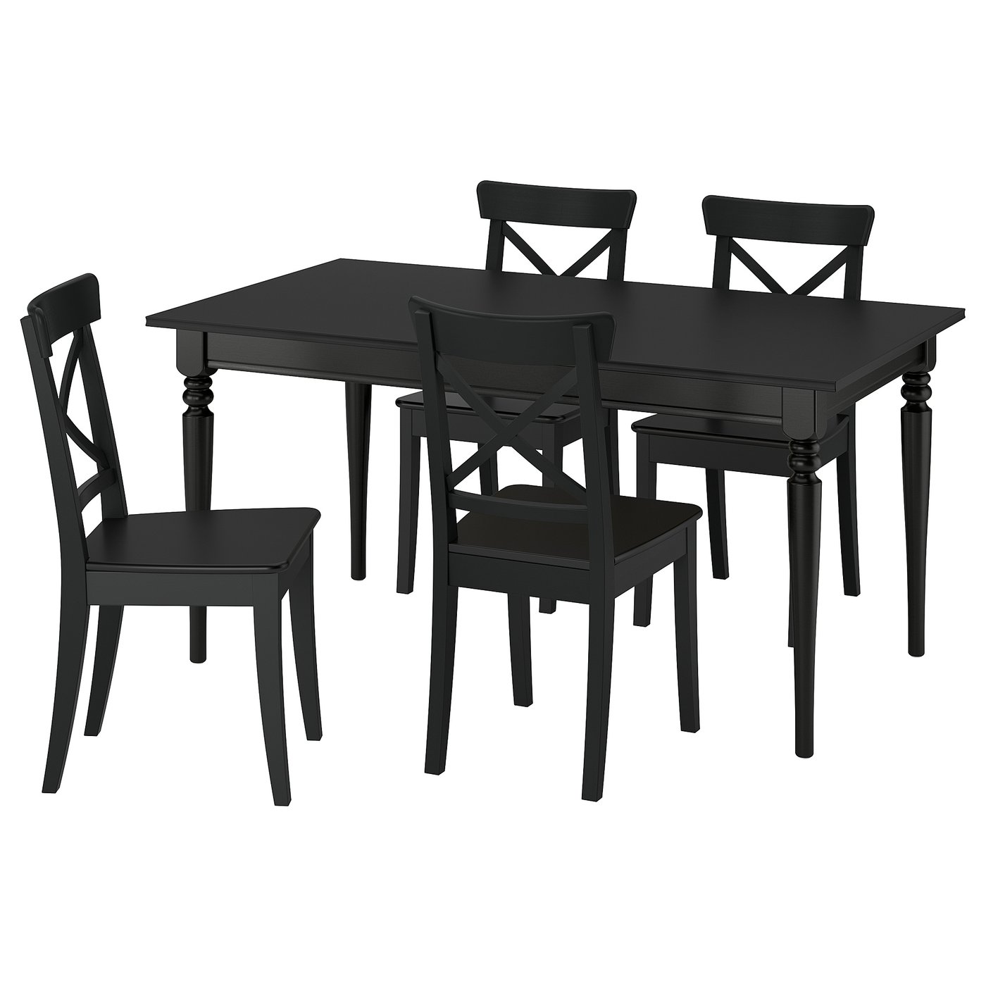 IKEA ROSENTORP / ROSENTORP Tisch und 4 Stühle schwarz/schwarz