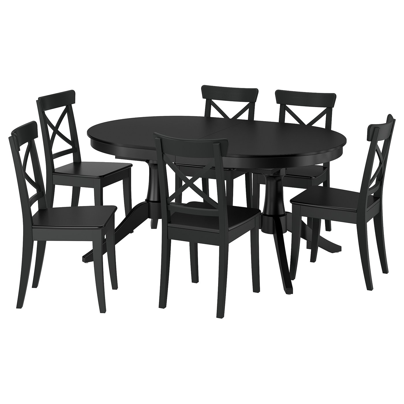 IKEA ROSENTORP / ROSENTORP Tisch und 6 Stühle schwarz/schwarz
